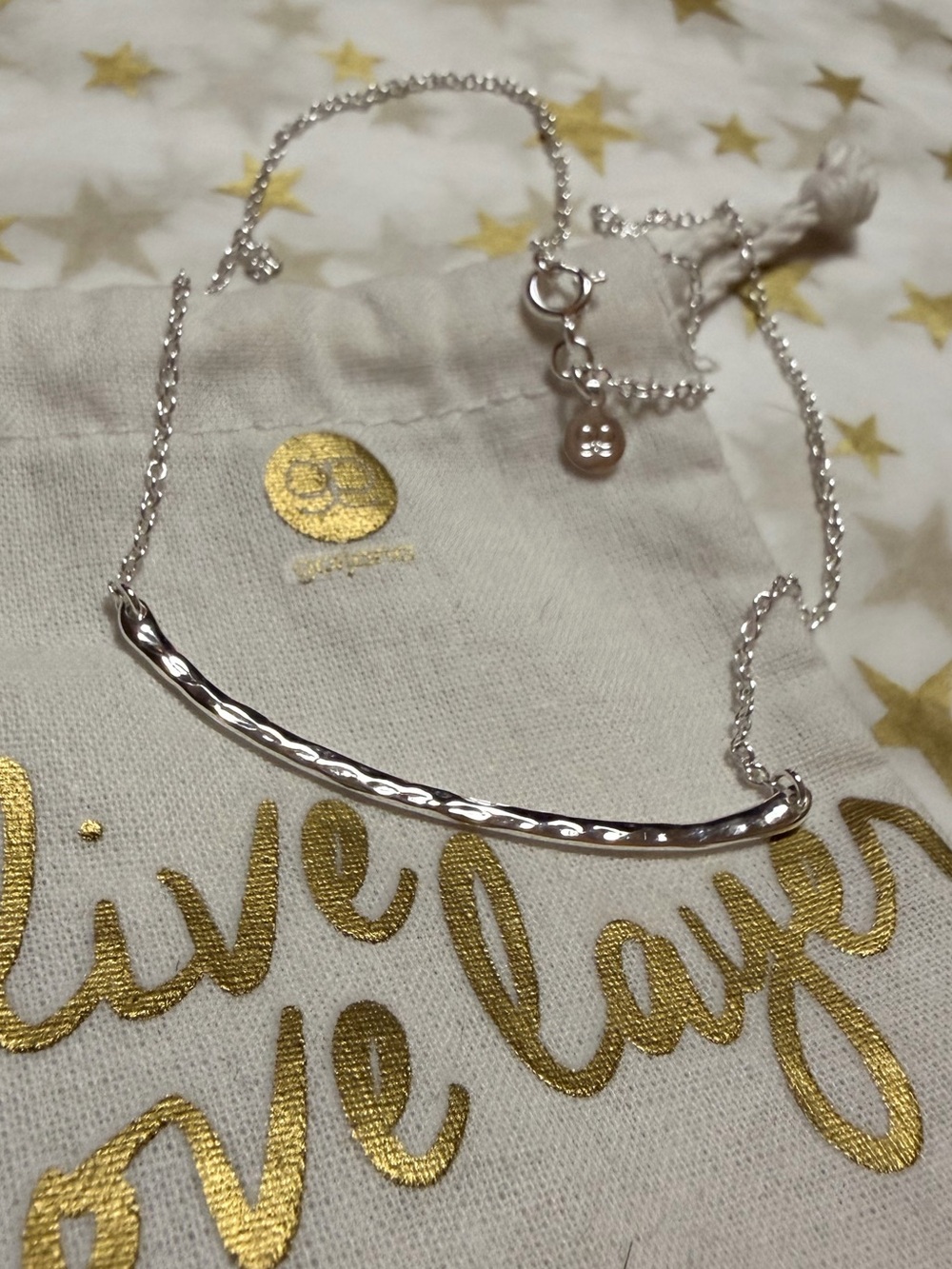 Gorjana Polished Hammered Bar Necklace - Silver